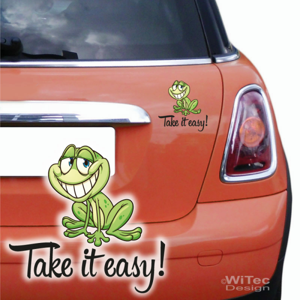 Frosch Schriftzug Take it easy Aufkleber Auto