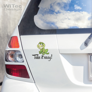 Frosch Schriftzug Take it easy Aufkleber Auto
