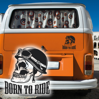 Skull Helm Motorradhelm Born to Ride Aufkleber