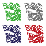 Skull Racing Flags Aufkleber Motorhaube
