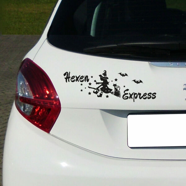 Hexe Hexen Express Katze Fledermaus Auto Aufkleber