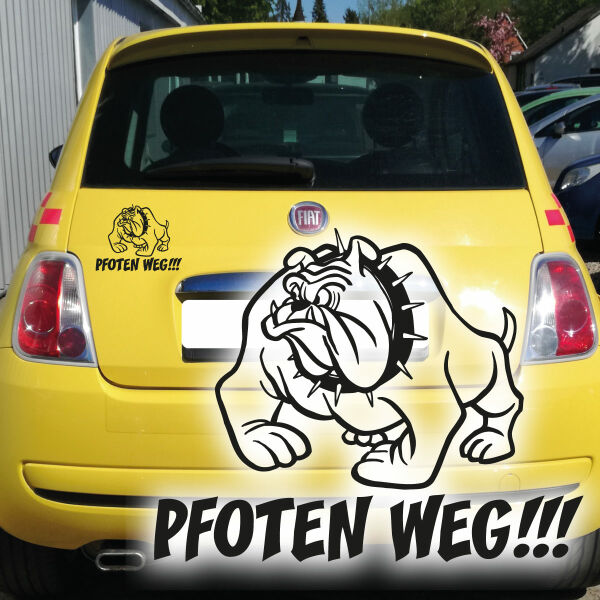 Bulldogge Auto Aufkleber PFOTEN WEG Lustig