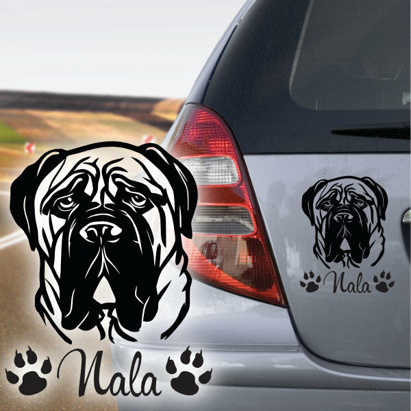 Bullmastiff Wunschname Auto Aufkleber