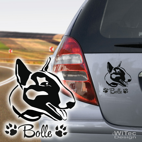 Bullterrier Name Pfoten Hundeaufkleber