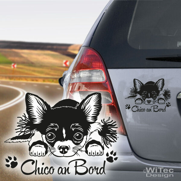 Chihuahua an Bord und Name Hunde Aufkleber
