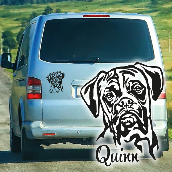 Deutscher Boxer Wunschname Hundeaufkleber