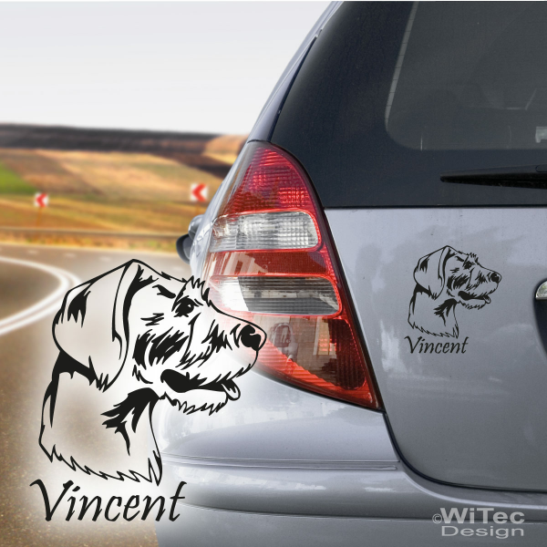 Deutsch Drahthaar Wunschname Hundeaufkleber
