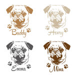 Mops Wunschname Hundeaufkleber