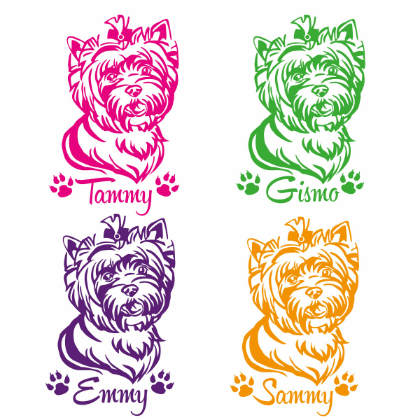 Yorkshire Terrier Name Pfoten Auto Aufkleber