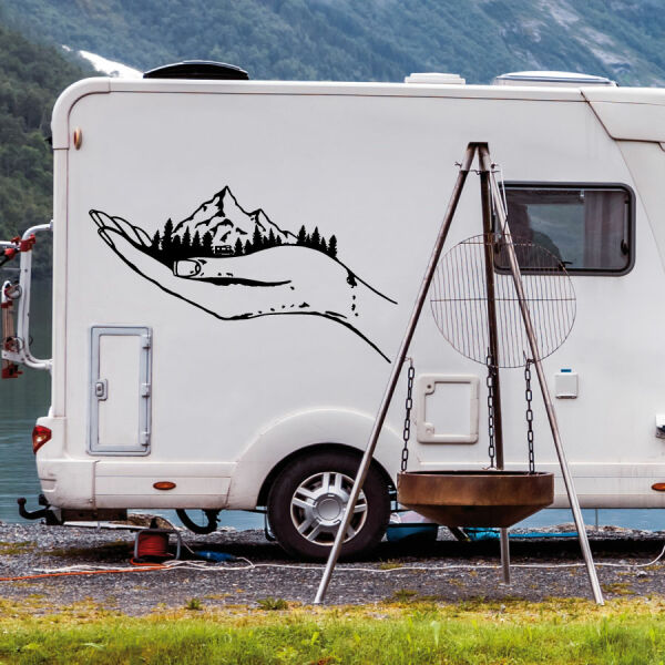 Wohnmobil Hand Berge Wald Caravan