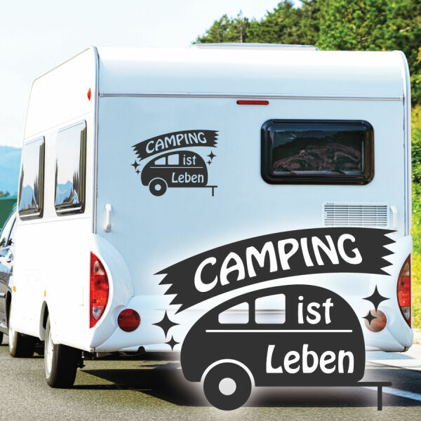 Wohnwagen Aufkleber Camping ist Leben