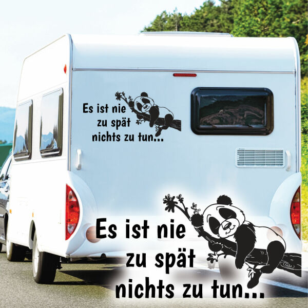 Wohnmobil Aufkleber Panda Es ist nie zu spät Wohnwagen