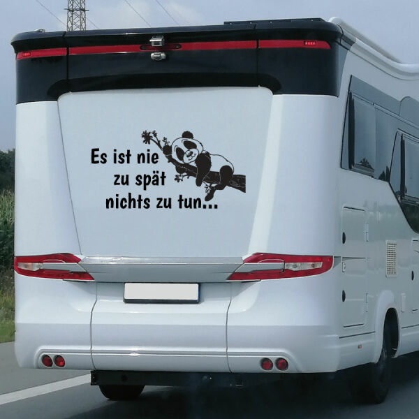 Wohnmobil Aufkleber Panda Es ist nie zu spät Wohnwagen