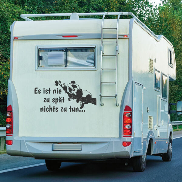 Wohnmobil Aufkleber Panda Es ist nie zu spät Wohnwagen