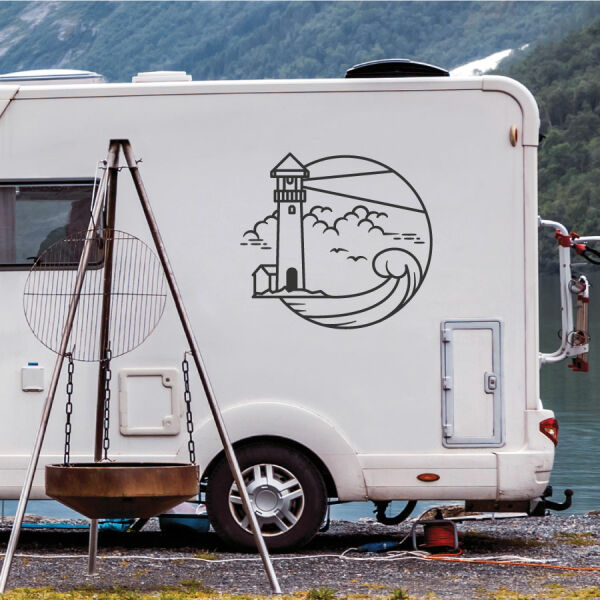 Wohnmobil Aufkleber Leuchtturm im Meer