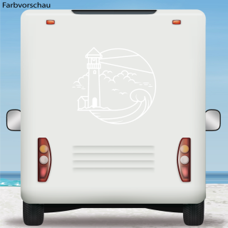 Wohnmobil Aufkleber Leuchtturm im Meer Caravan Wohnwagen