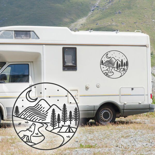 Wohnmobil Aufkleber Wolf Landschaft Wohnwagen Camper