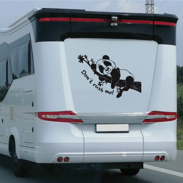 Wohnmobil Aufkleber Don´t rush me! Panda Bär Aufkleber Camper