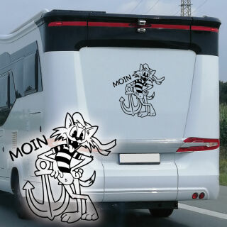 Wohnmobil Aufkleber MOIN mit witziger Katze und Anker