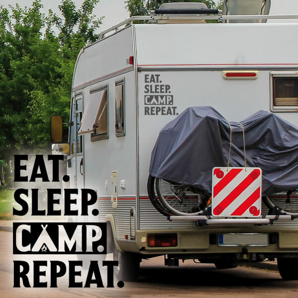 Wohnmobil Aufkleber EAT SLEEP CAMP REPEAT Caravan