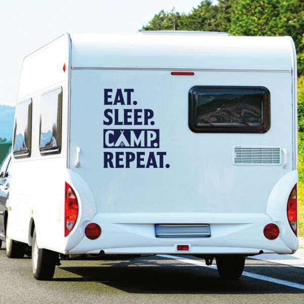 Wohnmobil Aufkleber EAT SLEEP CAMP REPEAT Caravan