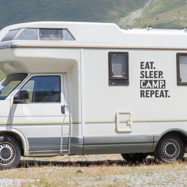 Wohnmobil Aufkleber EAT SLEEP CAMP REPEAT Caravan