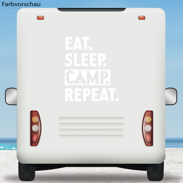 Wohnmobil Aufkleber EAT SLEEP CAMP REPEAT Caravan