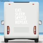 Wohnmobil Aufkleber EAT SLEEP CAMP REPEAT Caravan