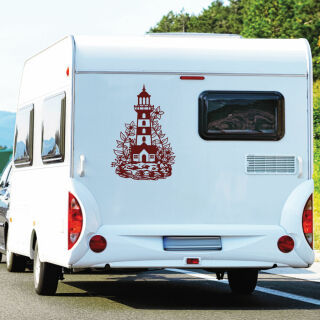 Wohnmobil Aufkleber Leuchtturm mit Blumenranke Caravan...