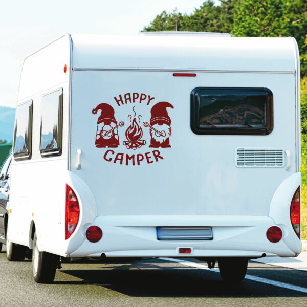 Wohnmobil Aufkleber Happy Camper und Gnome Caravan