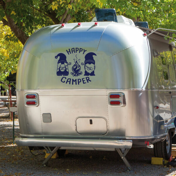 Wohnmobil Aufkleber Happy Camper und Gnome Caravan