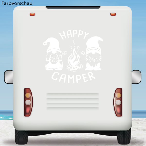 Wohnmobil Aufkleber Happy Camper und Gnome Caravan