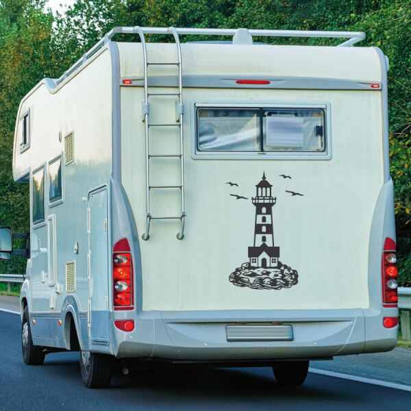 Wohnmobil Aufkleber Leuchtturm mit Möwen Caravan