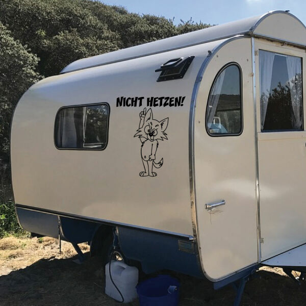 Wohnmobil Aufkleber NICHT HETZEN mit Cartoon Katze