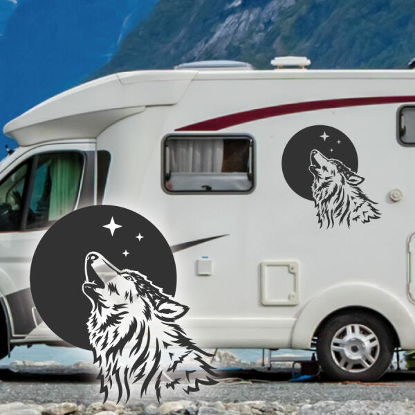 Wohnmobil Aufkleber Heulender Wolf Mond Wohnwagen Caravan