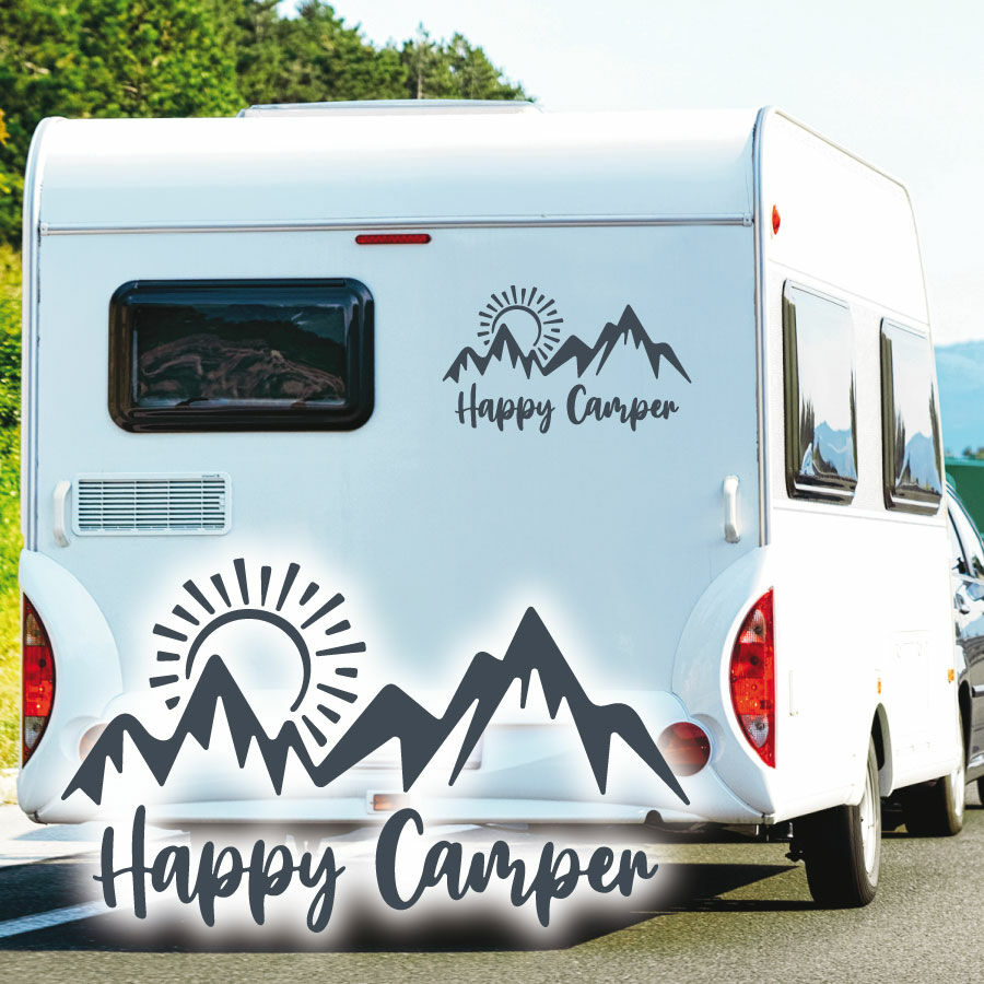 Aufkleber Berge Wohnmobil Happy Camper