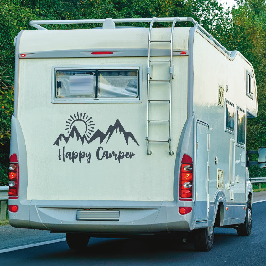 Wohnmobil Berge Aufkleber Camper Happy