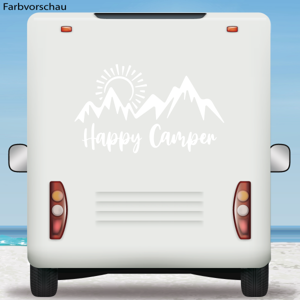 Wohnmobil Aufkleber Happy Camper Berge Caravan