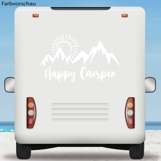 Wohnmobil Aufkleber Happy Camper Berge Caravan