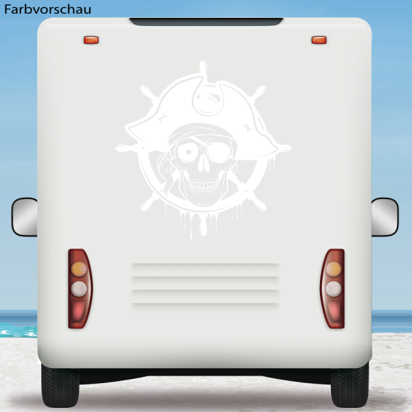 Wohnmobil Aufkleber Totenkopf Skull Pirat Steuerrad Caravan