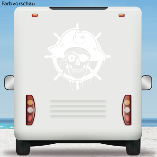 Wohnmobil Aufkleber Totenkopf Skull Pirat Steuerrad Caravan