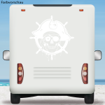 Wohnmobil Aufkleber Totenkopf Skull Pirat Steuerrad Caravan