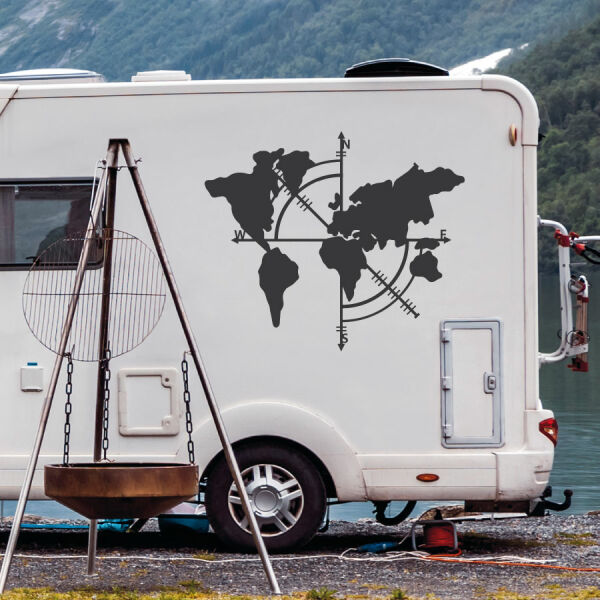 Wohnmobil Aufkleber Kompass Weltkarte Wohnwagen Caravan
