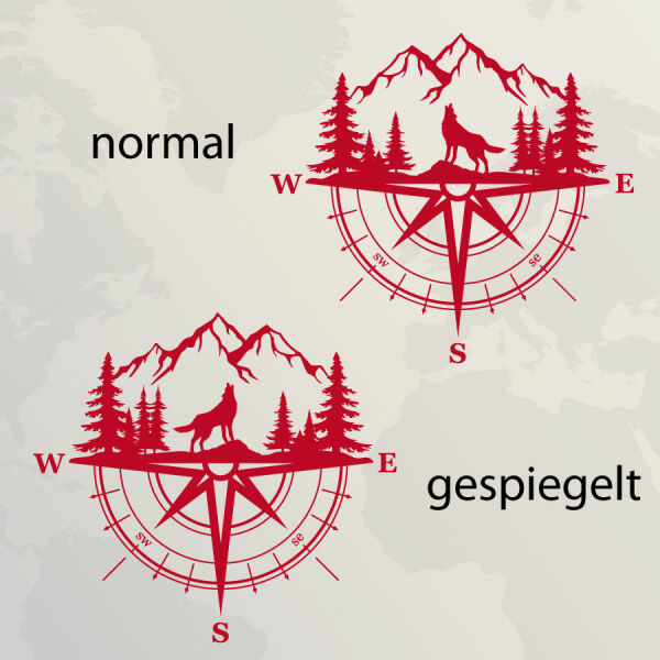 Wohnmobil Aufkleber Kompass Wolf heulend Wohnwagen