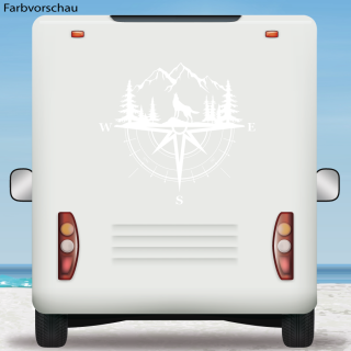 Wohnmobil Aufkleber Kompass Wolf heulend Wohnwagen