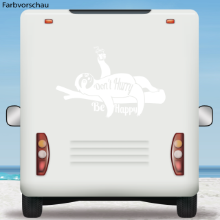 Faultier Wohnmobil Aufkleber Don´t Hurry Be Happy Wohnwagen