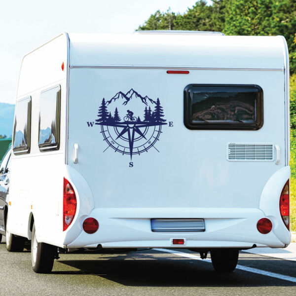 Kompass Biker Berge Wohnmobil Aufkleber Wohnwagen Caravan