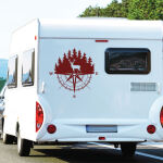 Kompass Hirsch Wald Wohnwagen Aufkleber  Camper Caravan