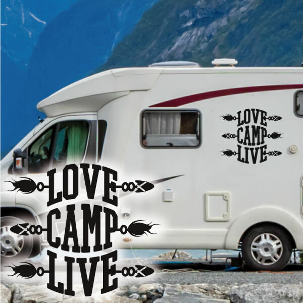 Love Camp Live Wohnmobil Aufkleber Wohnwagen Caravan