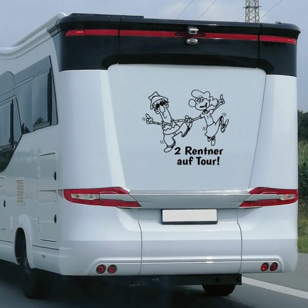 2 Rentner auf Tour Wohnmobil Aufkleber Wohnwagen Caravan